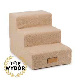 Schodki dla psa/kota 3-stopniowe - baranek ciemny beż