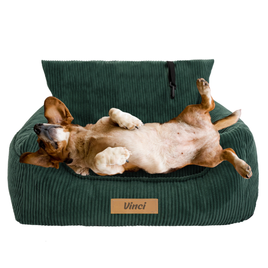 Fotelik samochodowy i legowisko 2w1 dla dużego psa - butelkowa zieleń