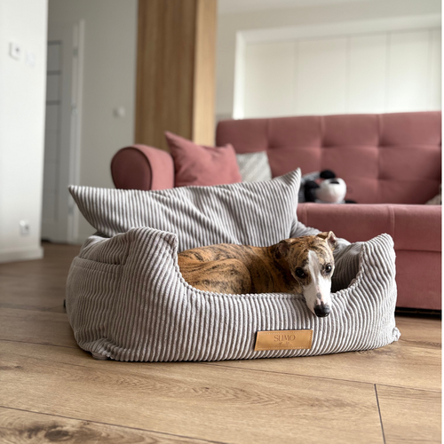 Fotelik samochodowy i legowisko 2w1 dla dużego psa - sztruks szary