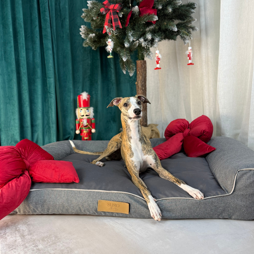 Legowisko dla psa z personalizacją szare + c. szary środek XXL