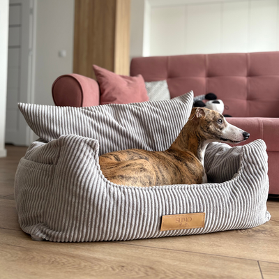 Fotelik samochodowy i legowisko 2w1 dla dużego psa - sztruks szary