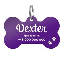 Personalizowana duża adresówka dla psa aluminium fioletowe