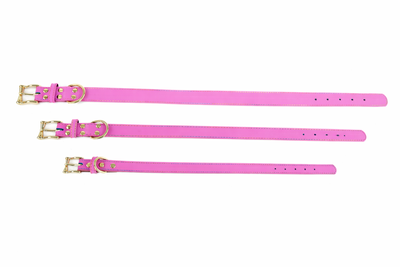 Skórzana obroża z personalizacją CANDY różowa