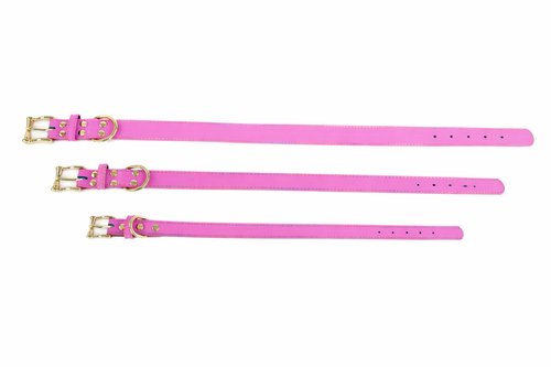 Skórzana obroża z personalizacją CANDY różowa