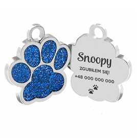 Personalizowana metalowa adresówka dla psa lub kota - niebieski brokat