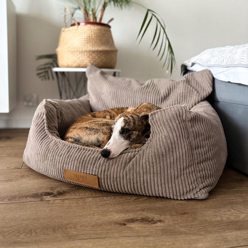 Fotelik samochodowy i legowisko 2w1 dla dużego psa - sztruks beżowy