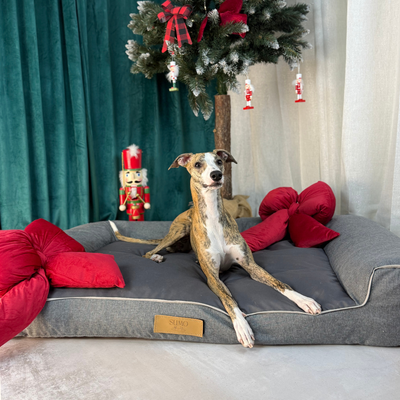 Legowisko dla psa z personalizacją szare + c. szary środek XXL