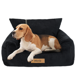 Fotelik samochodowy i legowisko 2w1 dla dużego psa - sztruks czarny