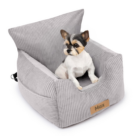 Transporter, personalizowany fotelik samochodowy dla psa lub kota - sztruks jasny szary