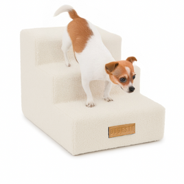 Schodki dla psa / kota 3-stopniowe - jasny beż baranek