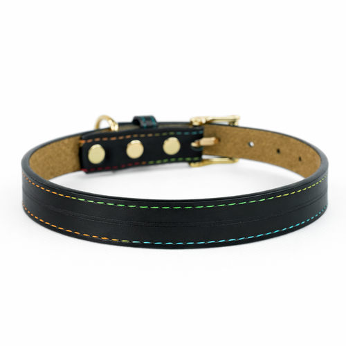 Skórzana obroża z personalizacją CANDY czarna