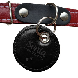 Personalizowana adresówka skórzana dla psa lub kota czarna