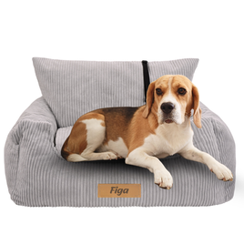 Fotelik samochodowy i legowisko 2w1 dla dużego psa - sztruks szary