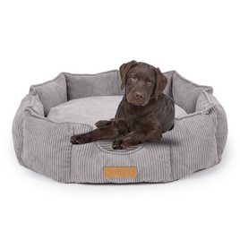 Legowisko dla psa szare + sztruks 100 x 85 cm okrągłe z personalizacją