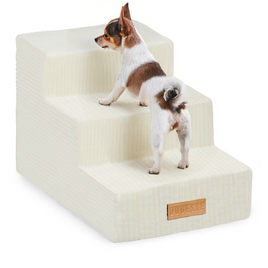 Schodki dla psa / kota 3-stopniowe - sztruks kremowy