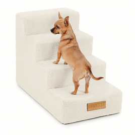 Schodki dla psa / kota 4-stopniowe - baranek jasny beż