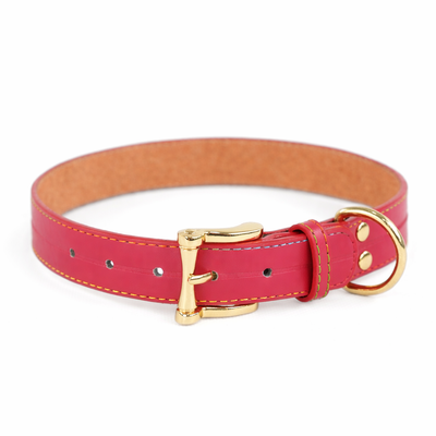 Skórzana obroża z personalizacją CANDY czerwona